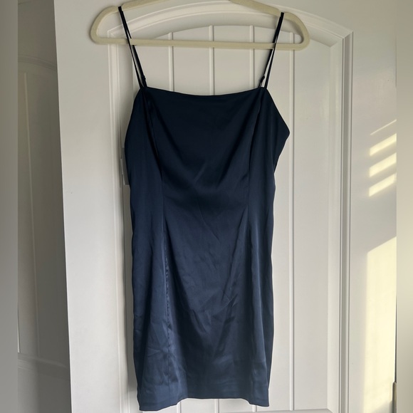 Aritzia Satin Dress Navy - Picture 3 of 10